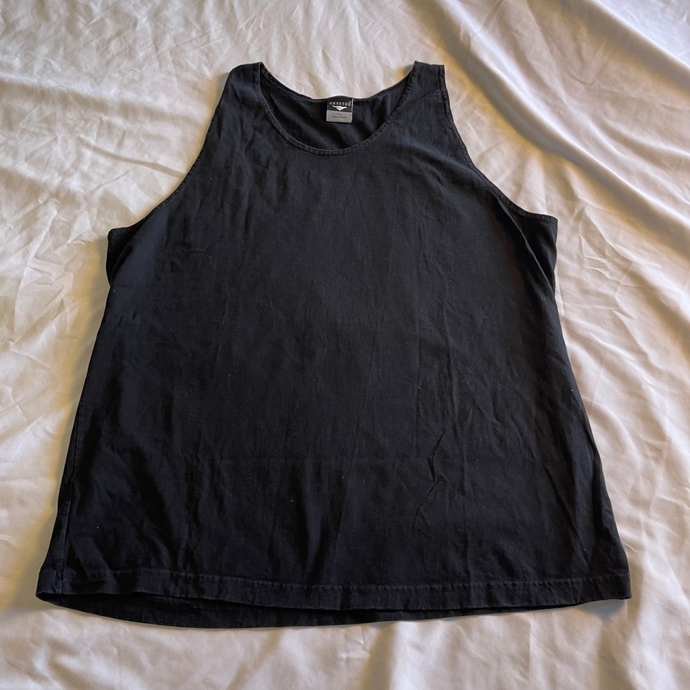 Cheetah Mens Tank Top XXL Black Solid Sleeveless Scoop Neck Athletic Basic Shirt